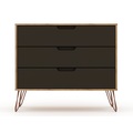 Manhattan Comfort Rockefeller Dresser, Nature and Textured Grey 103GMC7